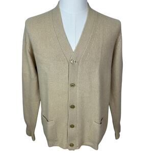 Neiman Marcus Men's 100% Camel Hair Beige Cardigan Sweater M/L Made In England